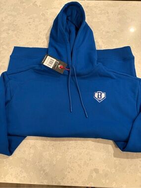 Baseball Lifestyle 101 Baseline Hoodie, Blue, NWT Adult Large